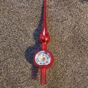 Antique, Festive Red Glass Tree Topper